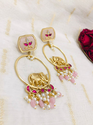 Pink Elephant Motif Earrings